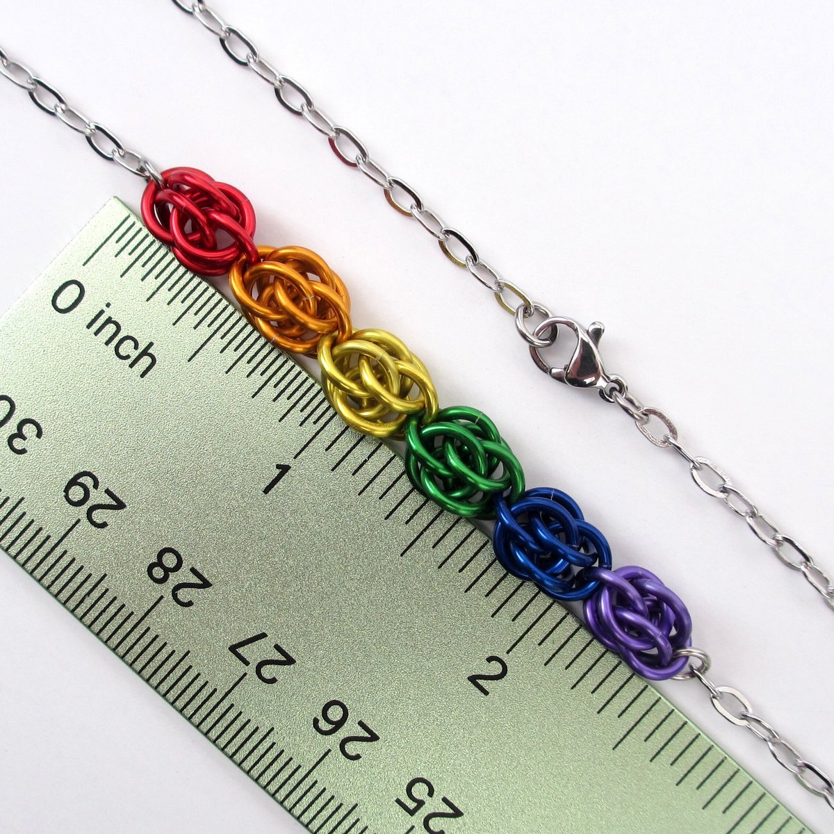 Gay pride rainbow necklace, chainmail Sweetpea weave LGBTQ jewelry