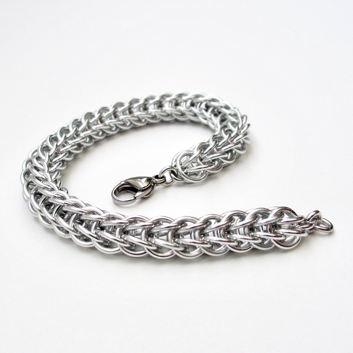 Chainmail full Persian bracelet, silver aluminum jewelry - lightweight, non-tarnish