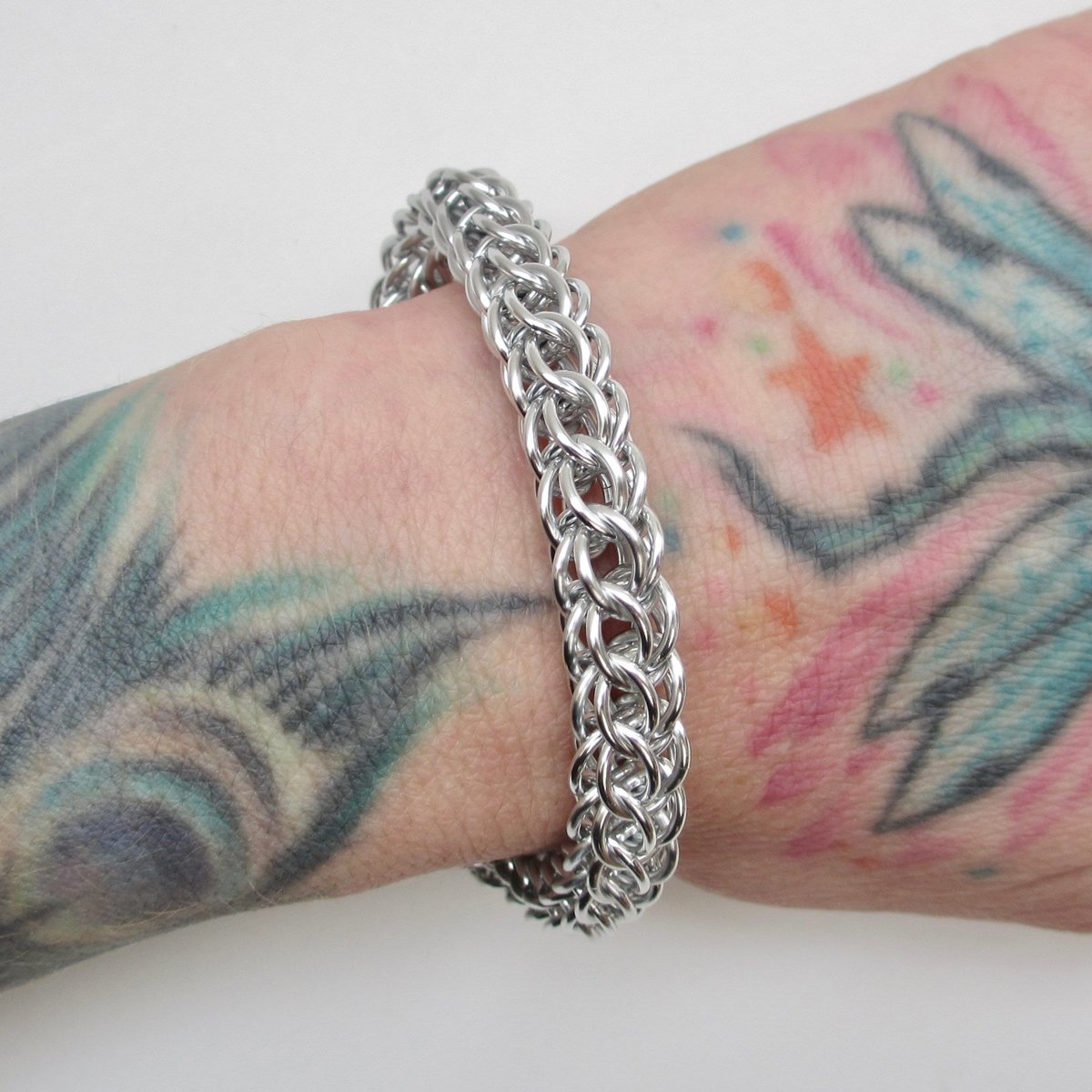 Chainmail full Persian bracelet, silver aluminum jewelry - lightweight, non-tarnish