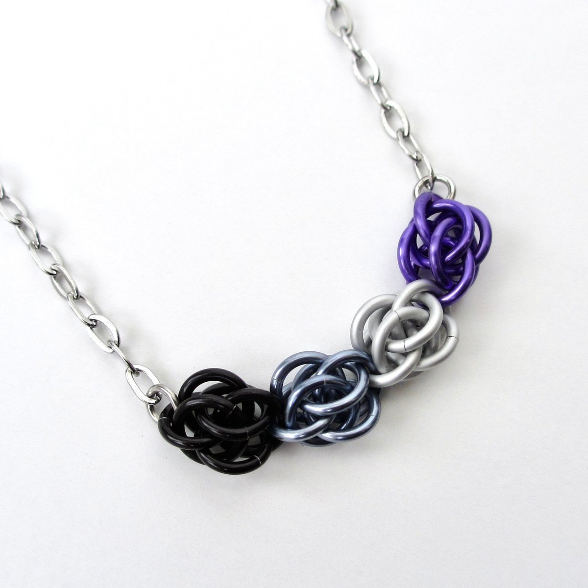 Ace pride necklace, chainmail Sweetpea weave, asexual pride jewelry