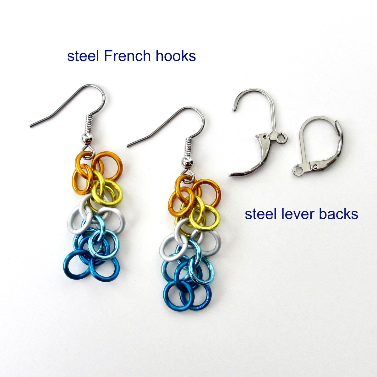 Aroace pride earrings, chainmail shaggy loops weave, LGBTQ jewelry