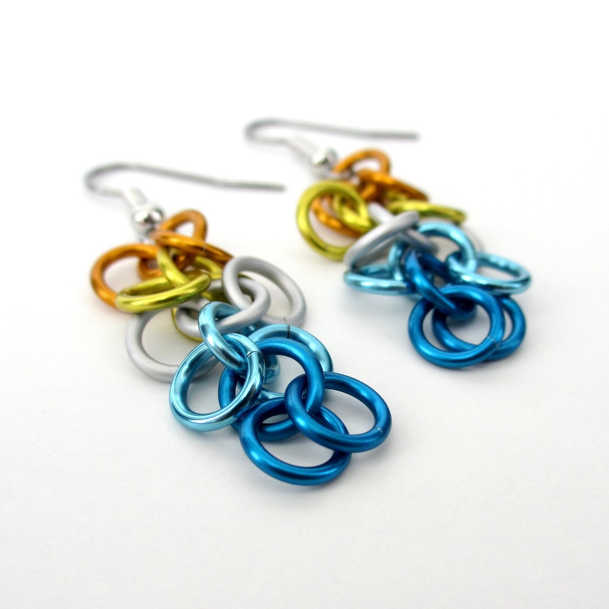 Aroace pride earrings, chainmail shaggy loops weave, LGBTQ jewelry