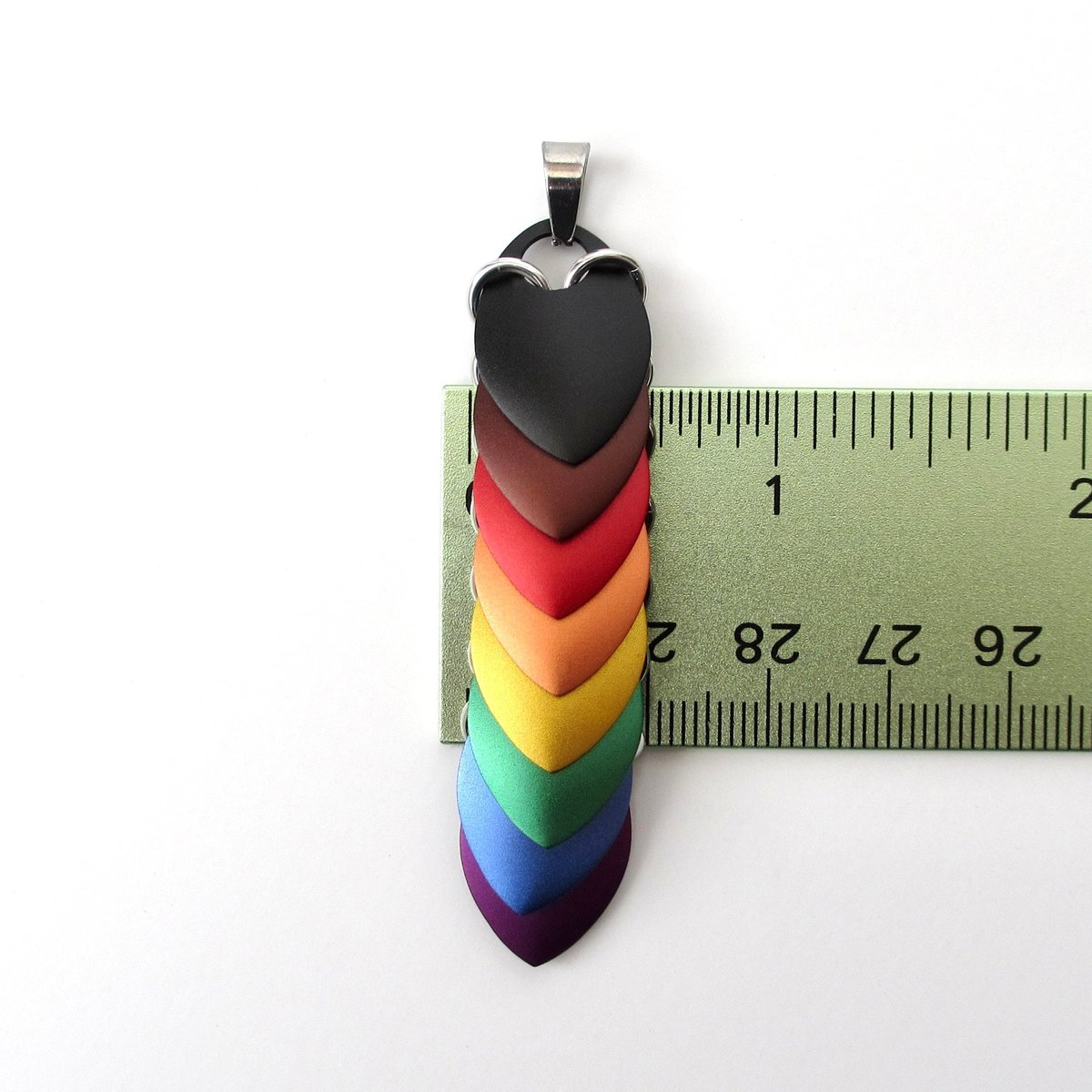 Philadelphia pride flag pendant - black, brown and rainbow 8 color chainmail scale pendant, LGBTQ gay pride necklace