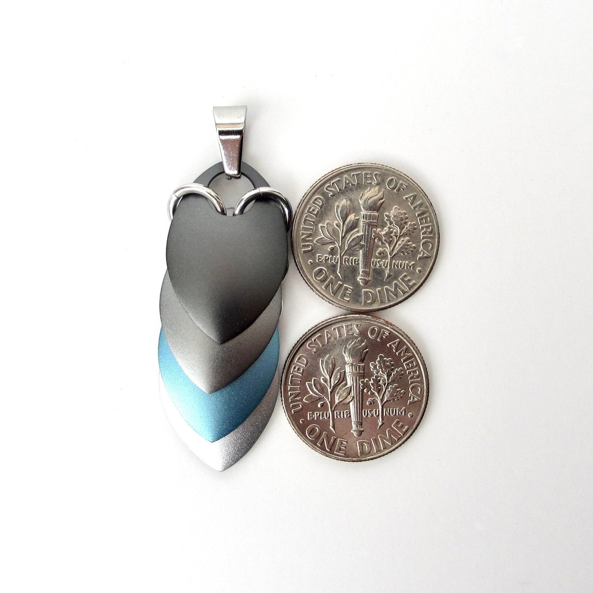 Demiboy pendant necklace, chainmail scale jewelry