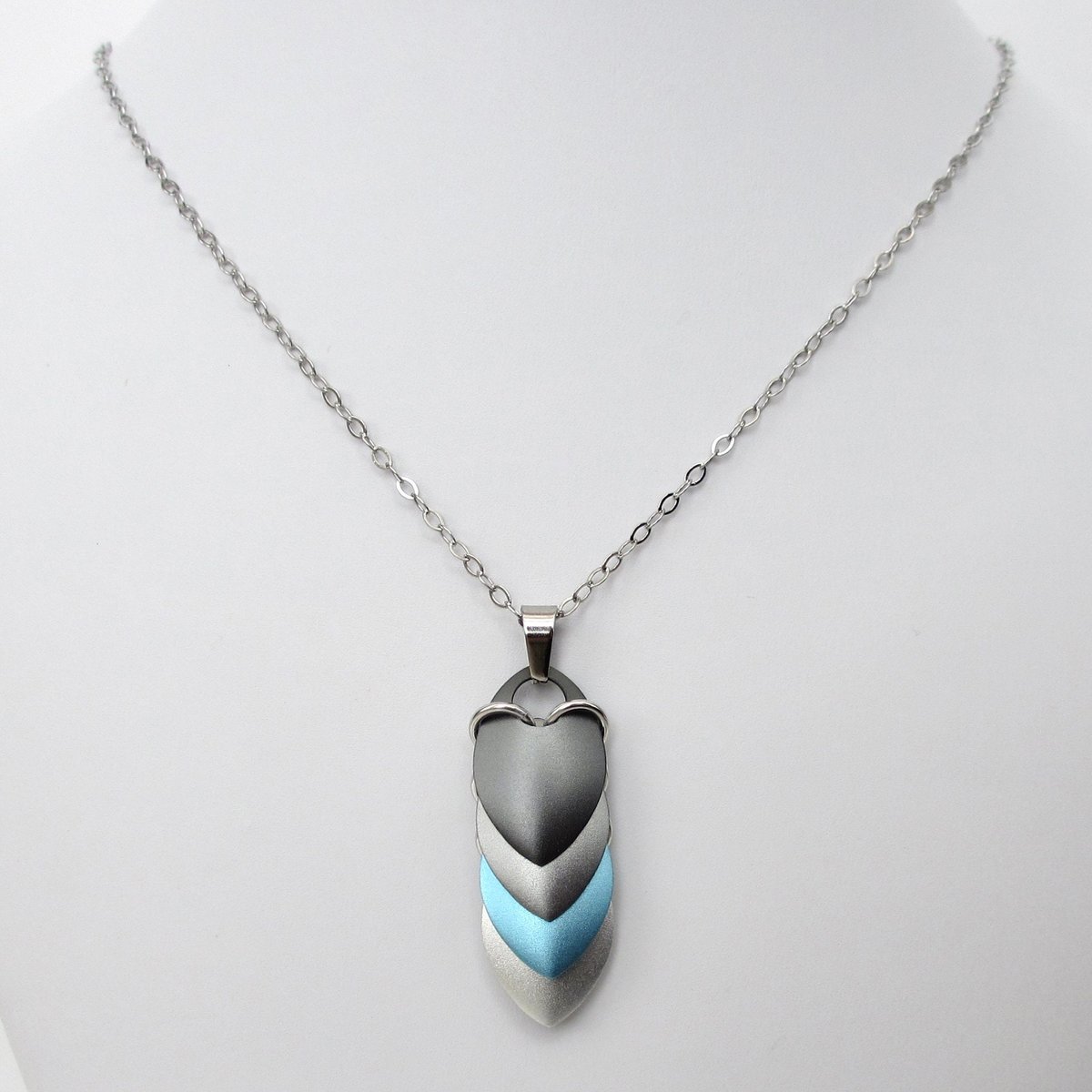 Demiboy pendant necklace, chainmail scale jewelry