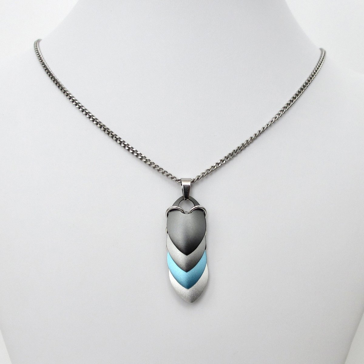 Demiboy pendant necklace, chainmail scale jewelry