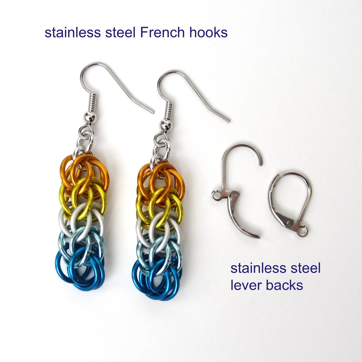 Aroace pride earrings, chainmail full Persian weave, lightweight anodized aluminum LGBTQIA jewelry