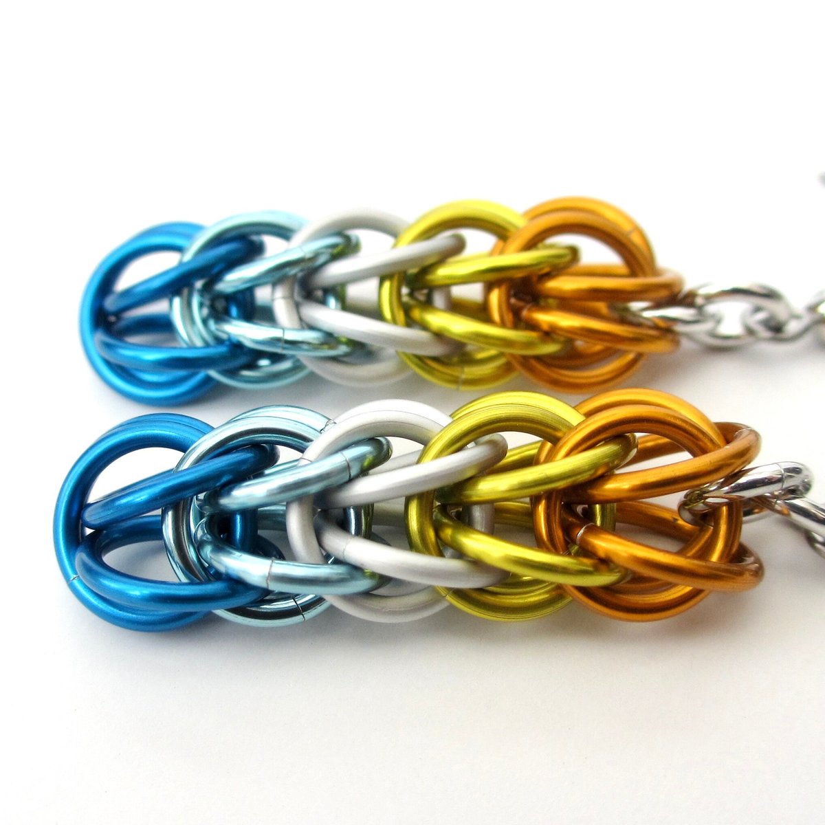 Aroace pride earrings, chainmail full Persian weave, lightweight anodized aluminum LGBTQIA jewelry