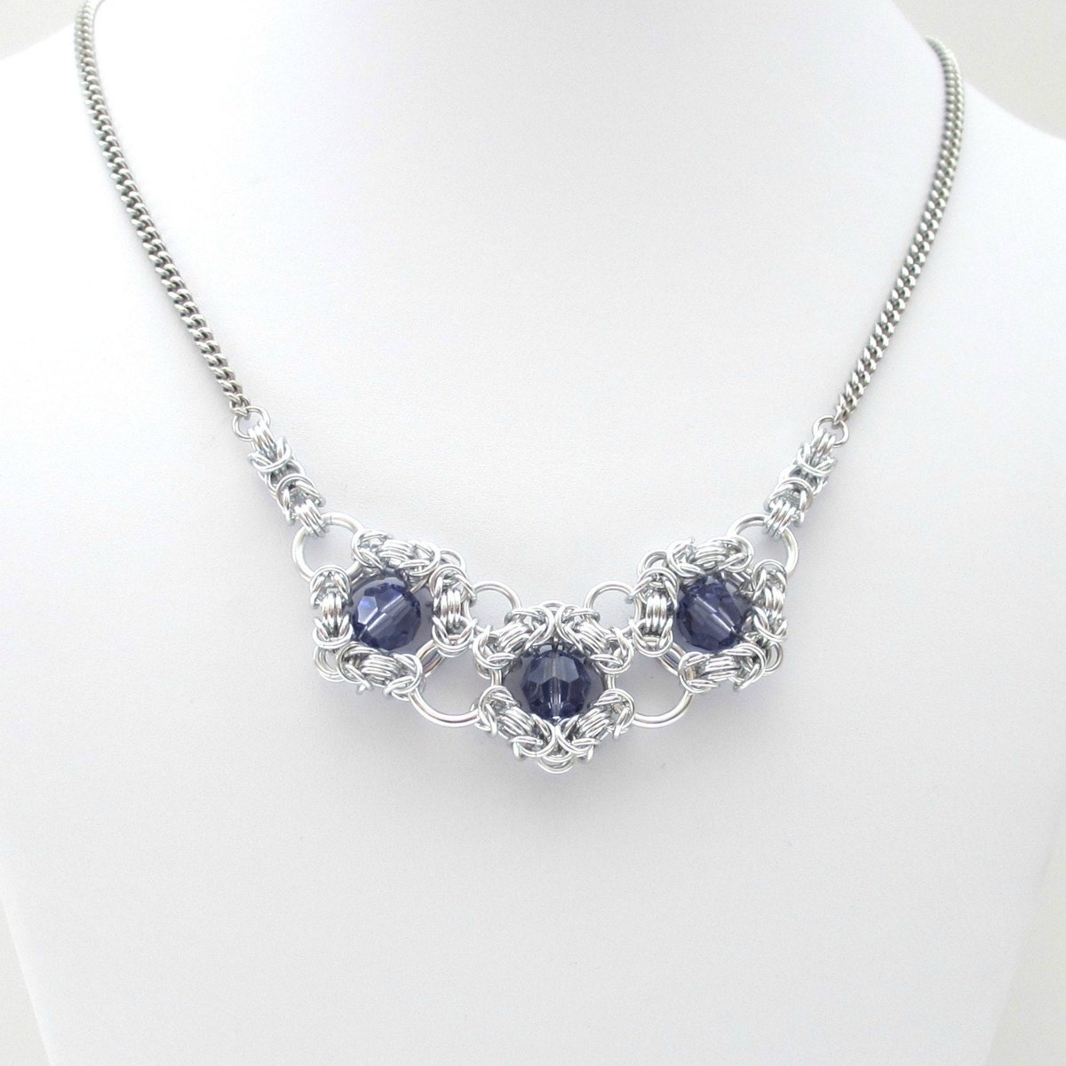 Tanzanite crystal chainmail necklace
