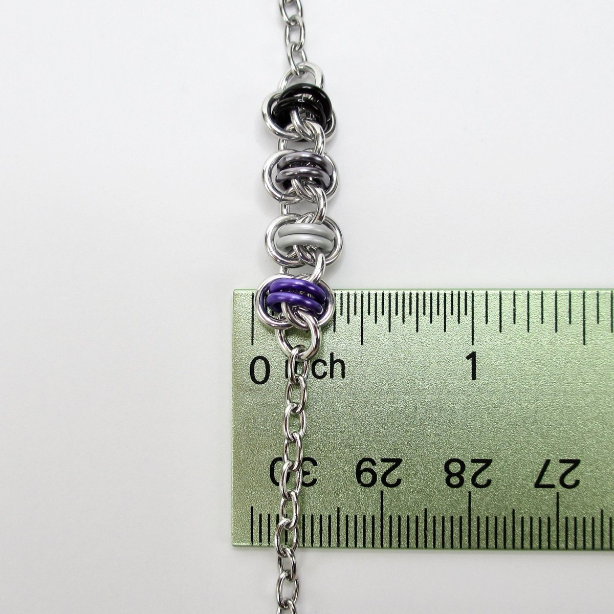 Asexual pride anklet, chainmail barrel weave, subtle ace flag jewelry