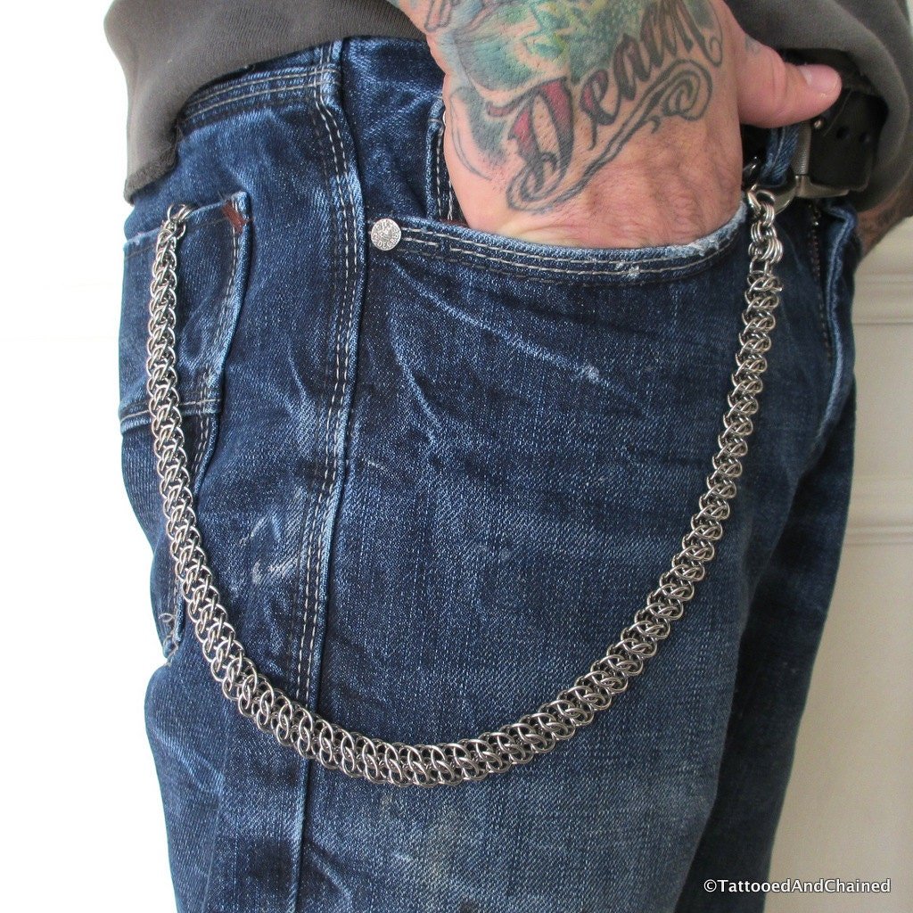 Chainmail wallet chain, stainless steel GSG weave