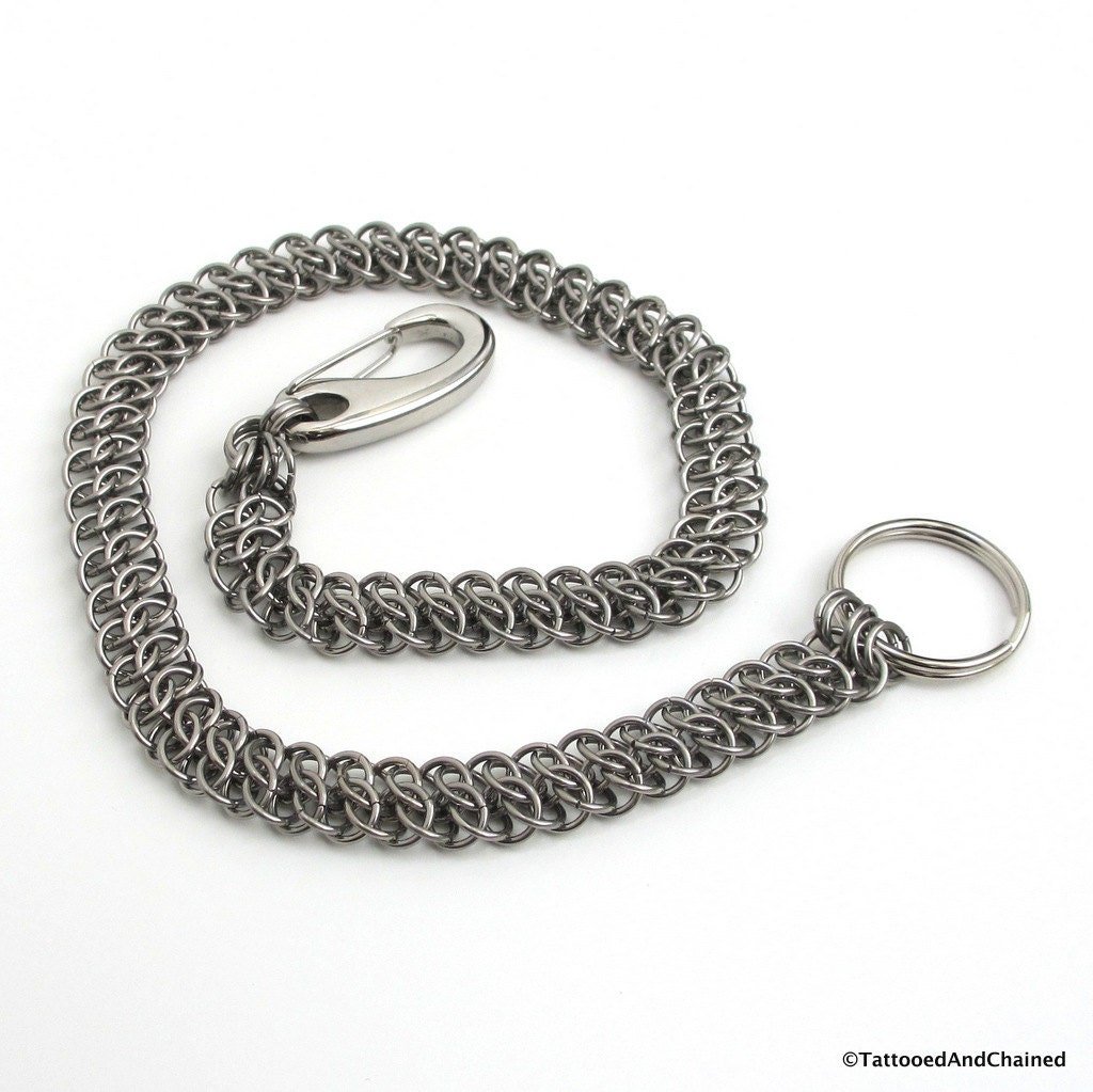 Chainmail wallet chain, stainless steel GSG weave