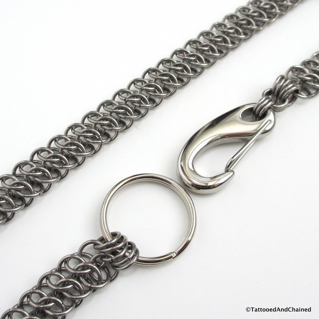 Chainmail wallet chain, stainless steel GSG weave