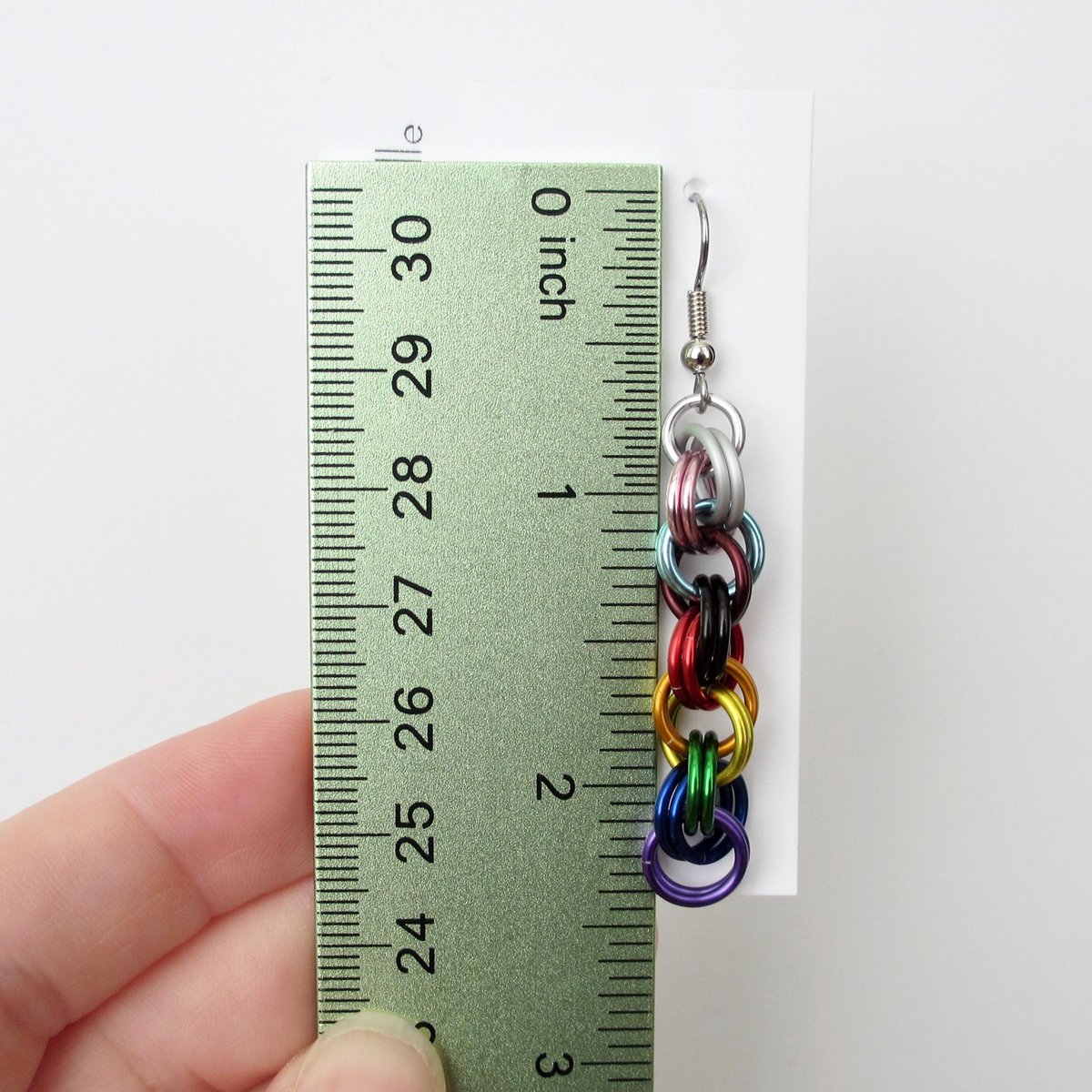 Progress pride flag earrings, handmade chainmail double spiral weave LGBTQ+ jewelry, rainbow, trans and BIPOC colors