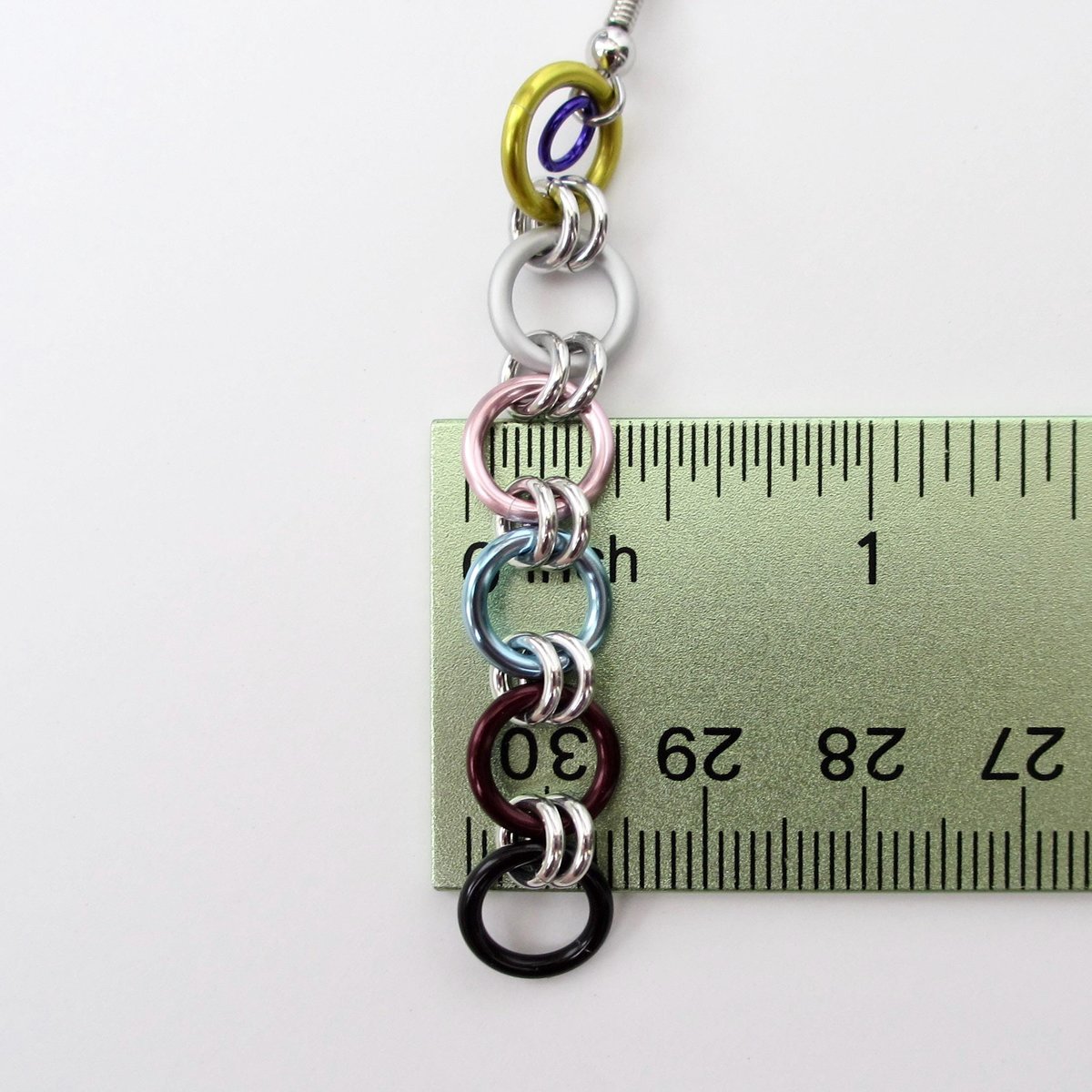 Intersex inclusive progress pride flag earrings, simple mismatched LGBTQ+ handmade chainmail jewelry