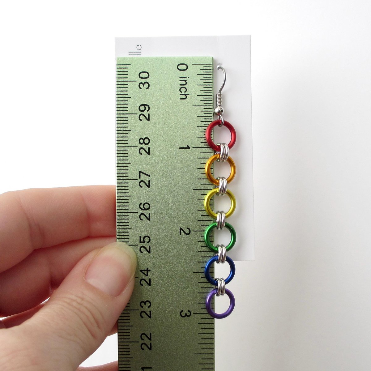 Intersex inclusive progress pride flag earrings, simple mismatched LGBTQ+ handmade chainmail jewelry