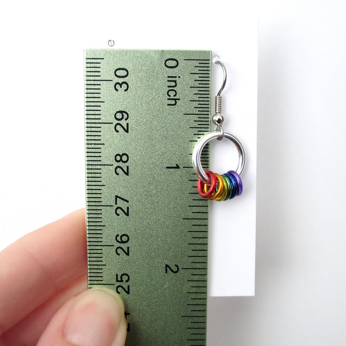 Minimalist Gay Pride Earrings with Floating Rainbow Rings - Handmade Jewelry