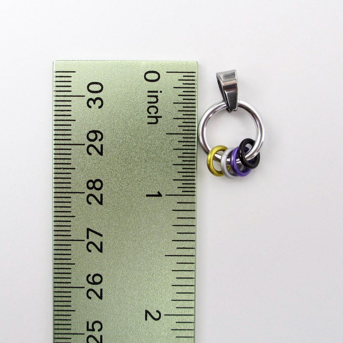 Minimalist Nonbinary Pride Pendant - Floating Rings in Yellow, White, Purple, Black