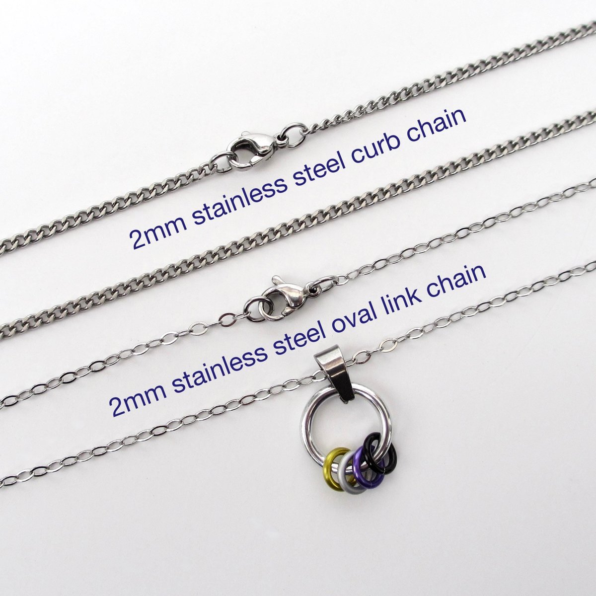 Minimalist Nonbinary Pride Pendant - Floating Rings in Yellow, White, Purple, Black