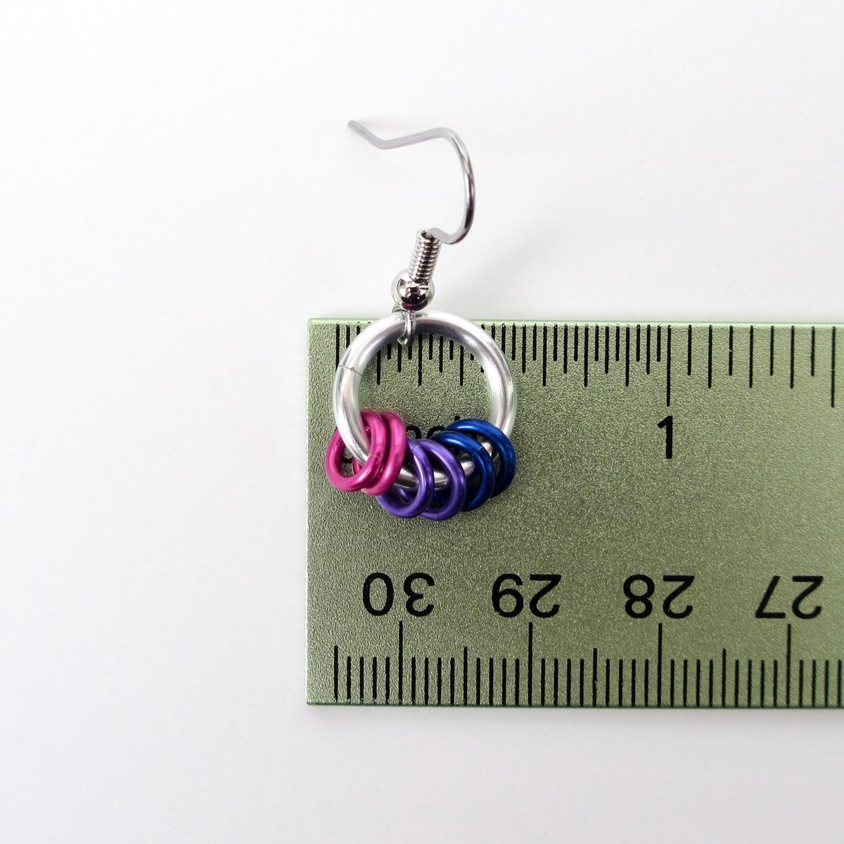 Minimalist Handmade Bisexual Pride Earrings with Pink, Purple, and Blue Floating Rings