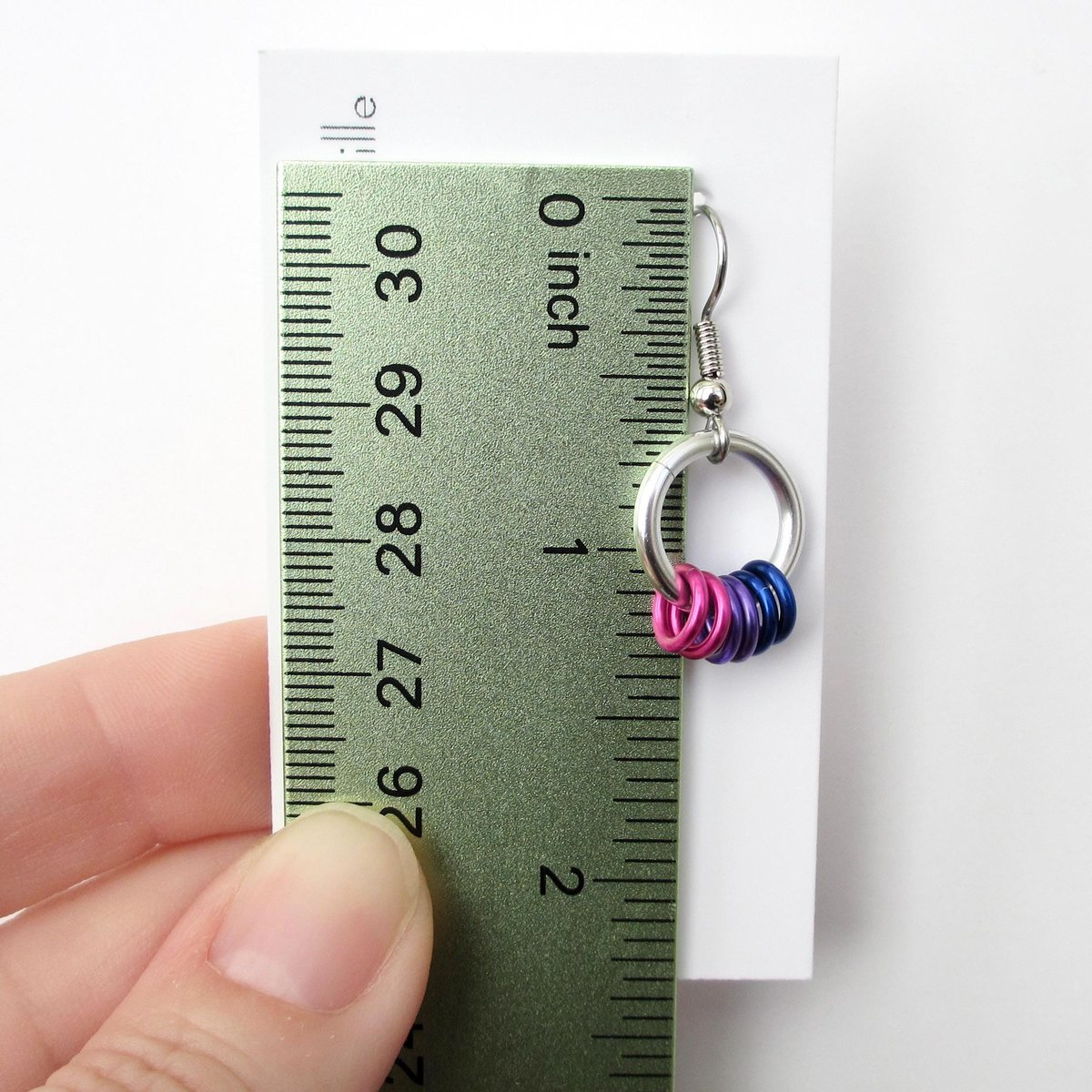 Minimalist Handmade Bisexual Pride Earrings with Pink, Purple, and Blue Floating Rings