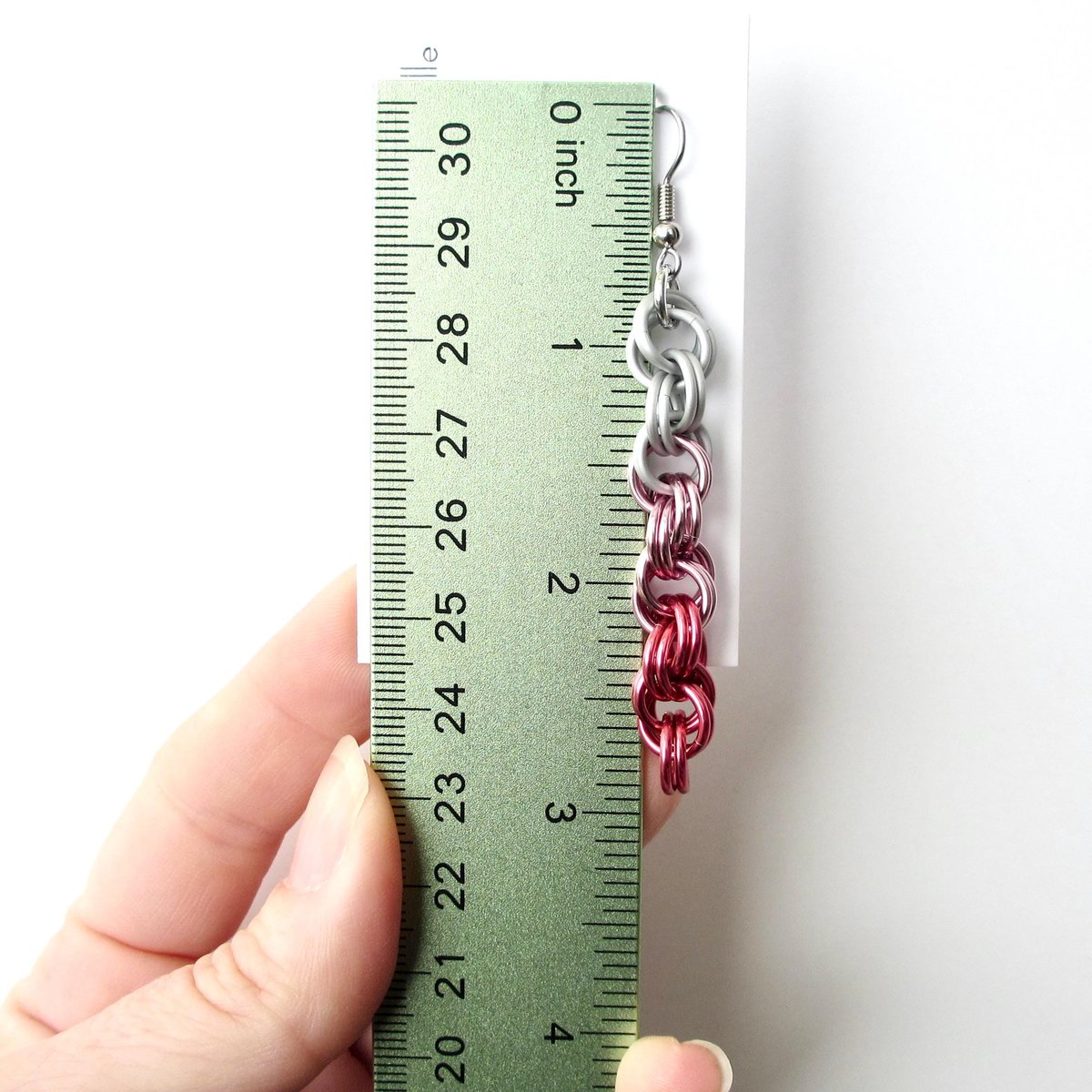 Pink Ombre Earrings, Handmade Chainmail Spiral Weave Jewelry, Lightweight Aluminum