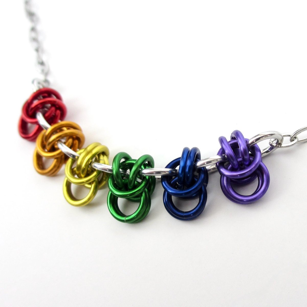 Rainbow Gay Pride Scalloped Necklace - Handmade Anodized Aluminum LGBTQ Jewelry