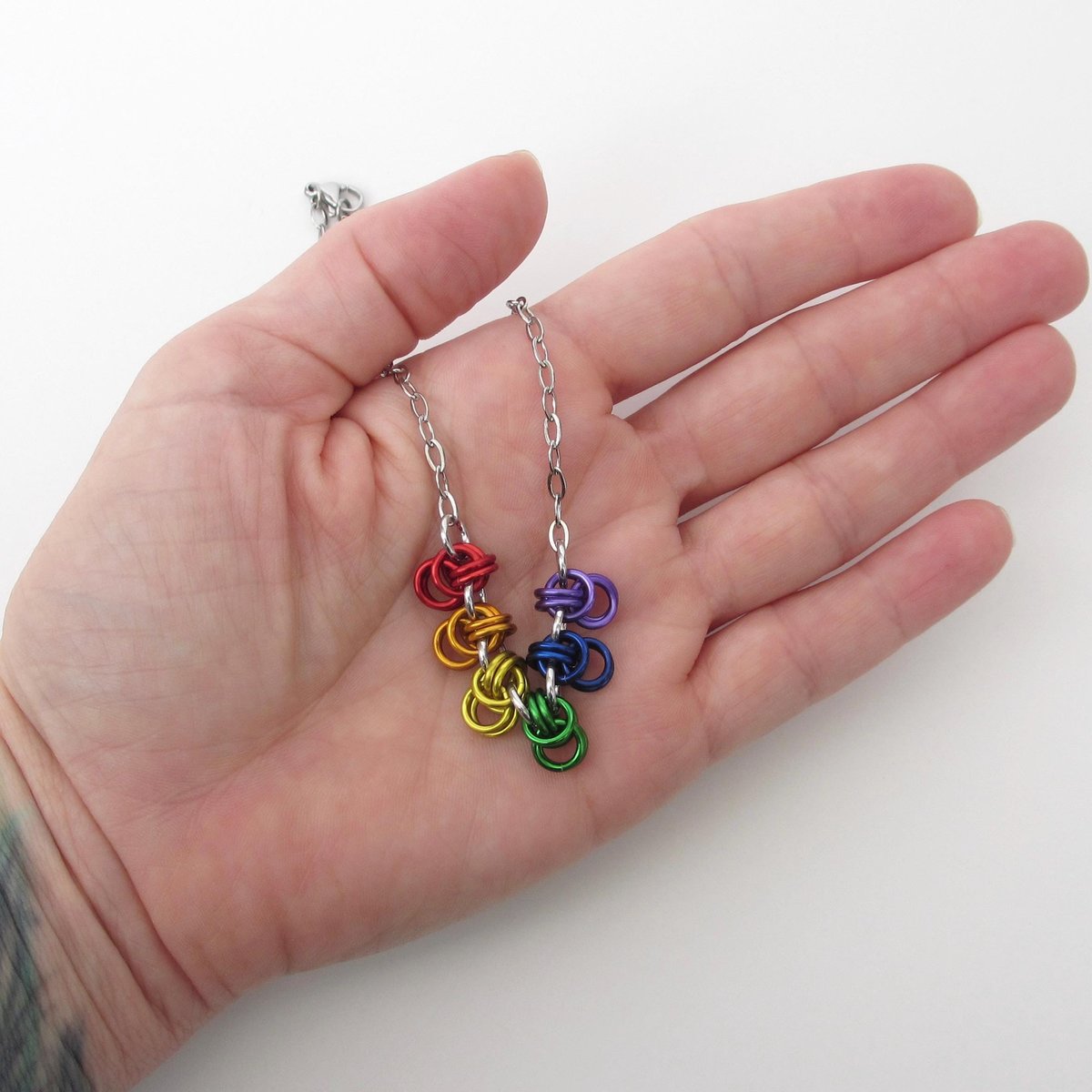 Rainbow Gay Pride Scalloped Necklace - Handmade Anodized Aluminum LGBTQ Jewelry