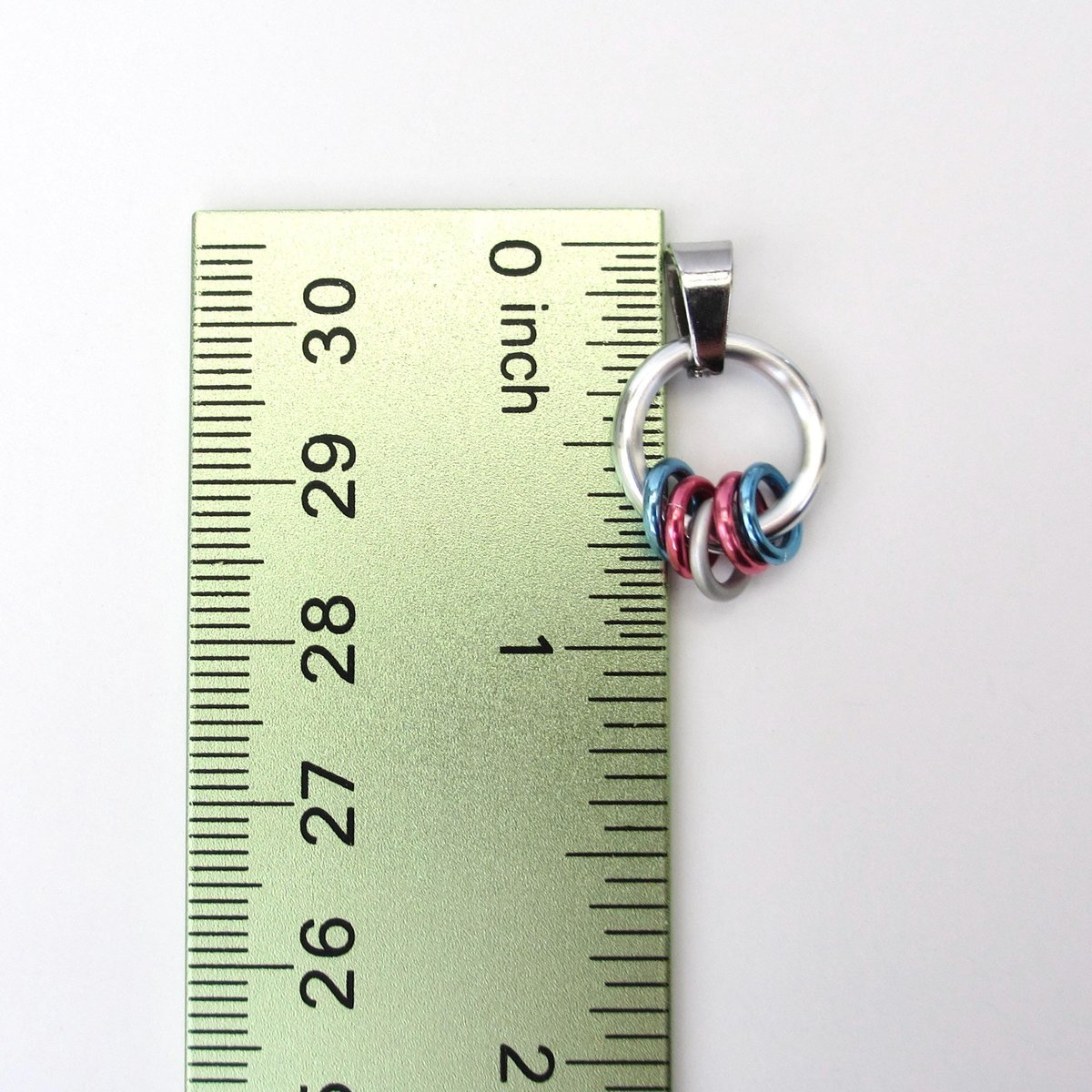 Minimalist Transgender Pride Pendant with Floating Rings in Trans Flag Colors - Handmade LGBTQ Jewelry