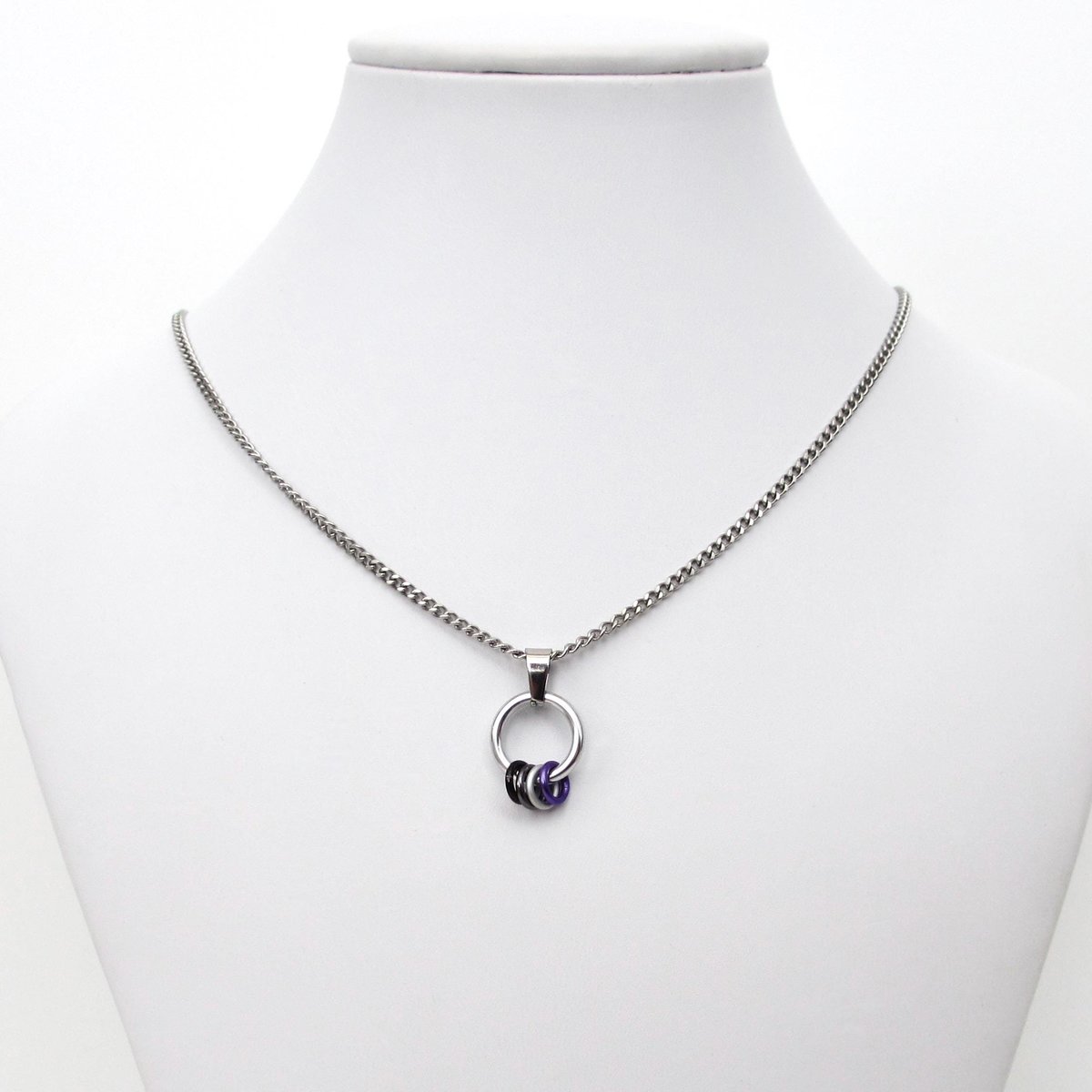 Minimalist Asexual Pride Pendant with Floating Rings in Ace Flag Colors - Handmade LGBTQ+ Jewelry