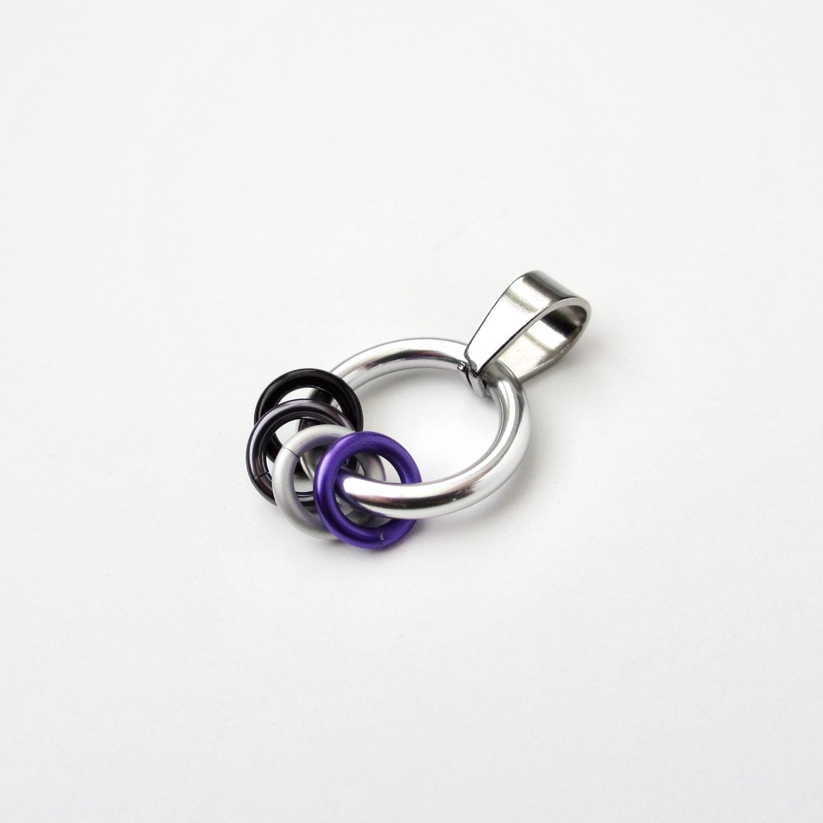 Minimalist Asexual Pride Pendant with Floating Rings in Ace Flag Colors - Handmade LGBTQ+ Jewelry