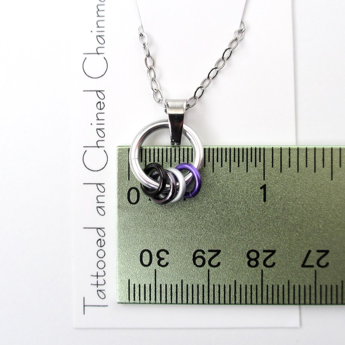Minimalist Asexual Pride Pendant with Floating Rings in Ace Flag Colors - Handmade LGBTQ+ Jewelry