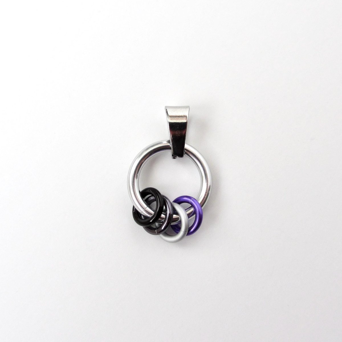 Minimalist Asexual Pride Pendant with Floating Rings in Ace Flag Colors - Handmade LGBTQ+ Jewelry