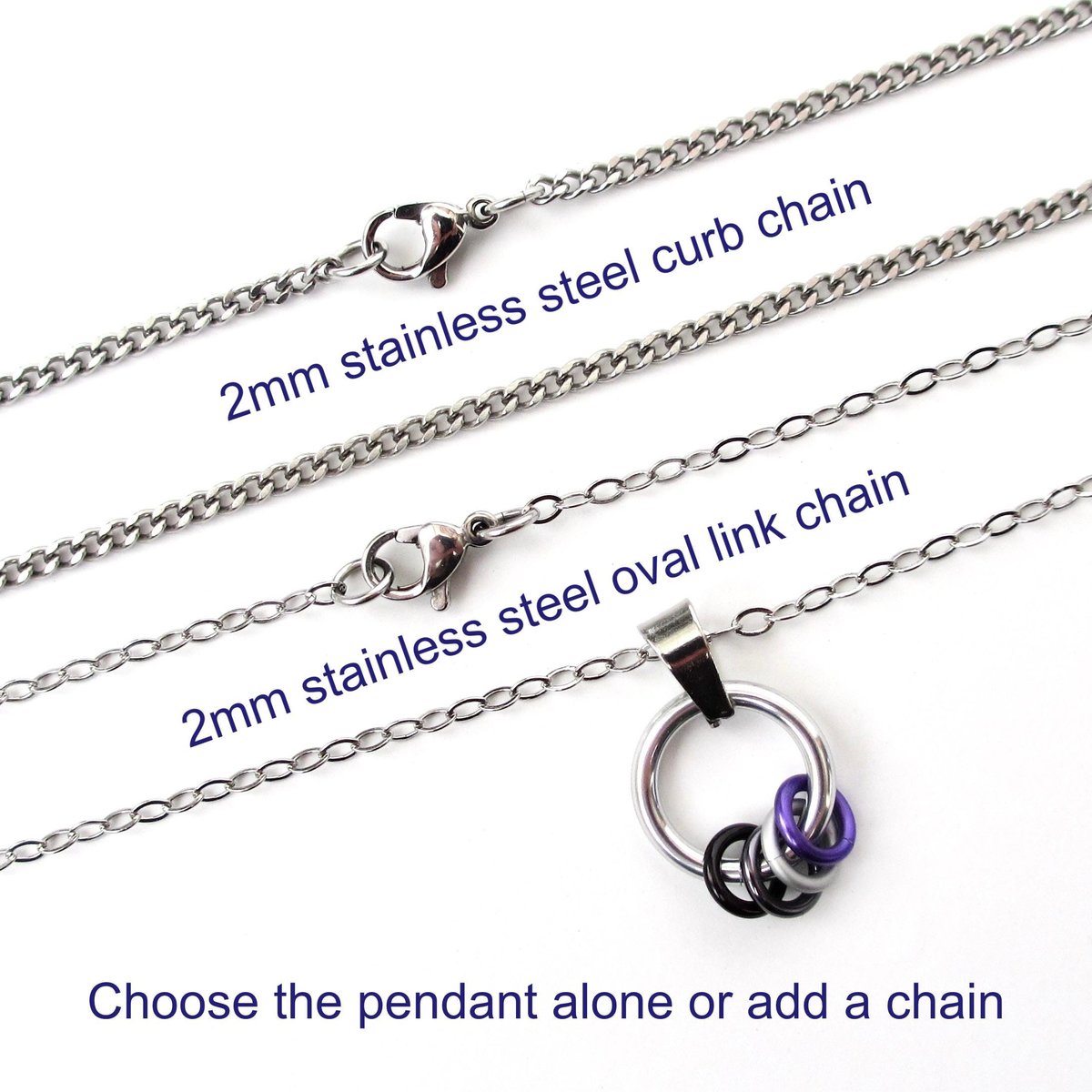 Minimalist Asexual Pride Pendant with Floating Rings in Ace Flag Colors - Handmade LGBTQ+ Jewelry