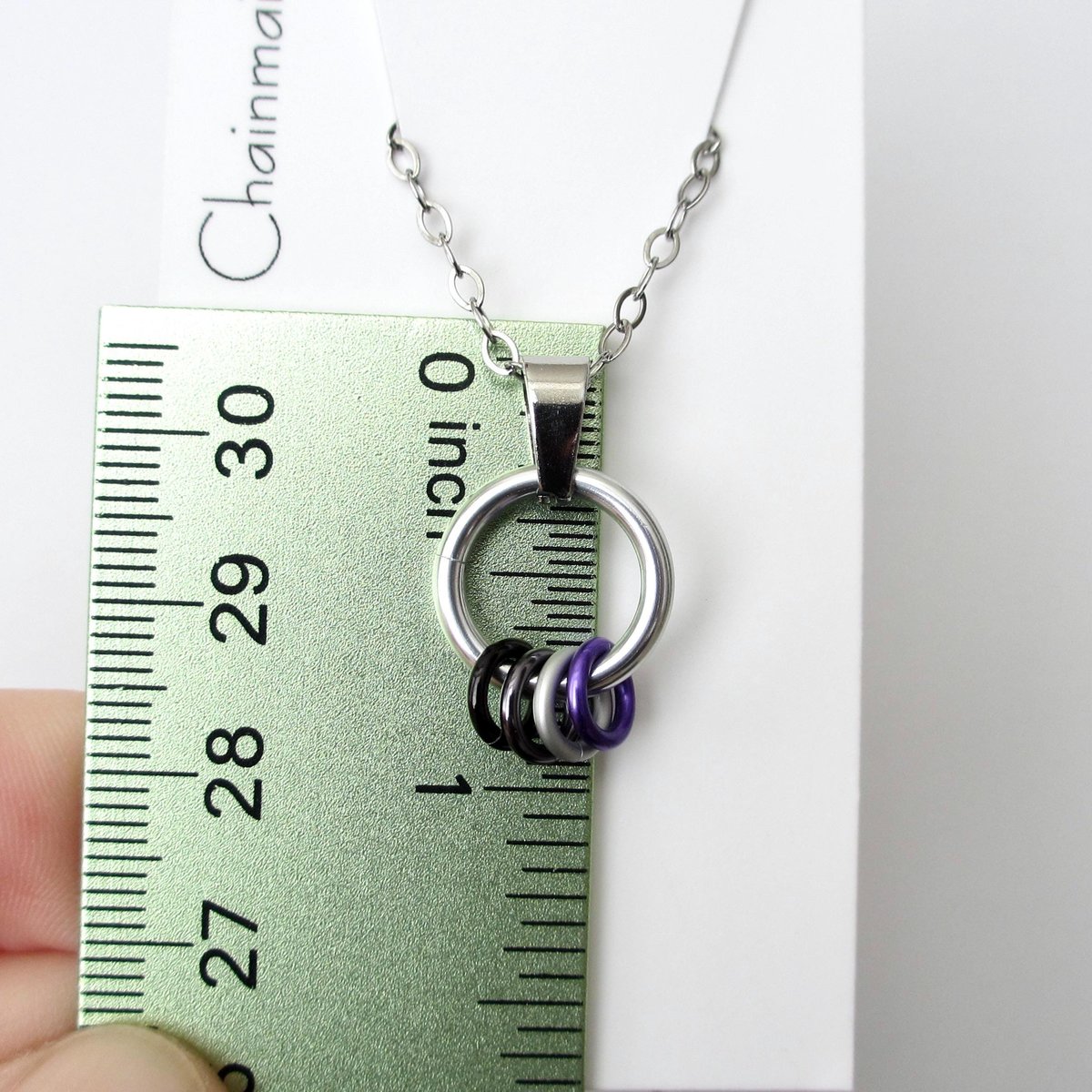 Minimalist Asexual Pride Pendant with Floating Rings in Ace Flag Colors - Handmade LGBTQ+ Jewelry