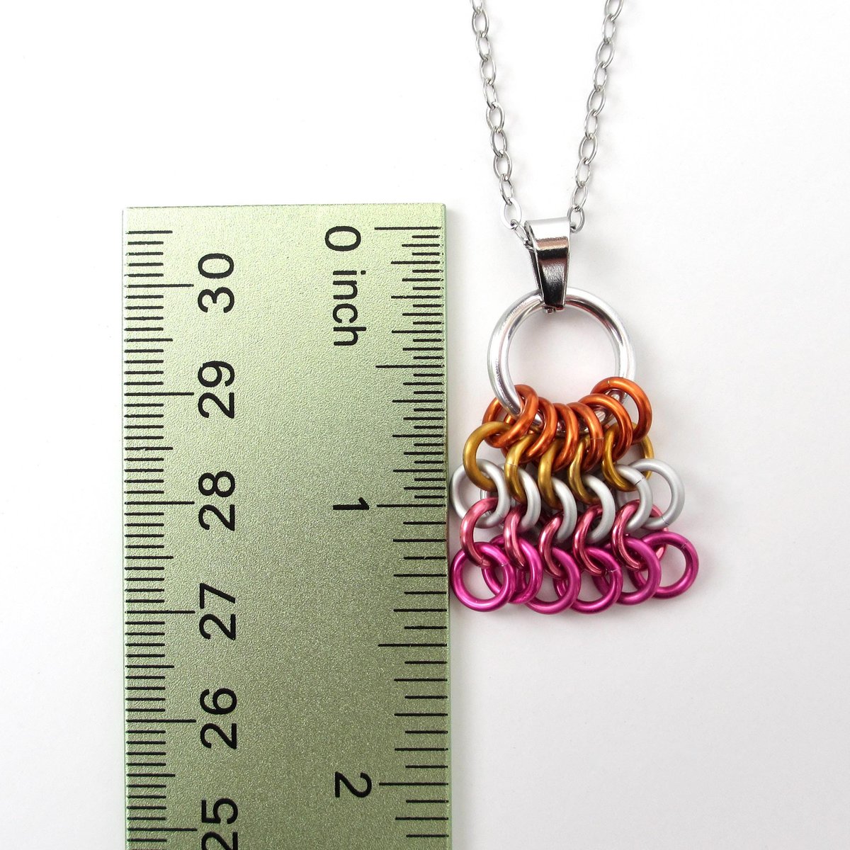 Lesbian Pride Flag Pendant, Bag Charm or Zipper Pull - Handmade LGBTQ Chainmail Accessory