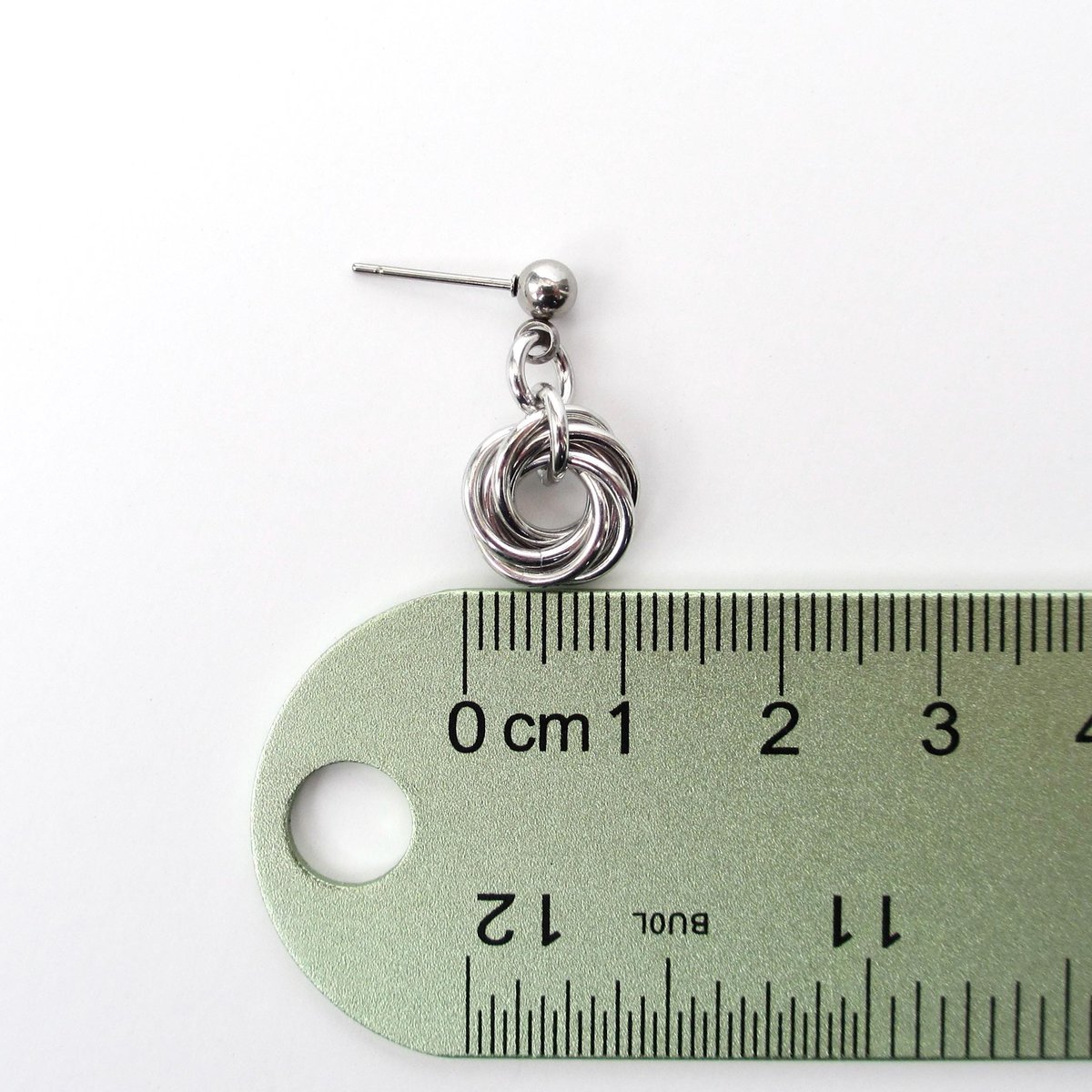 Silver Mini Love Knot Earrings - Minimalist Handmade Anodized Aluminum Jewelry with Post Ear Wires