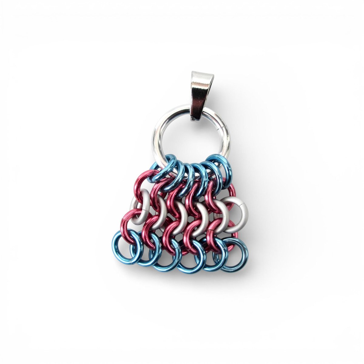 Transgender Pride Mesh Tile Pendant, Handmade Chainmail LGBTQ Flag Necklace