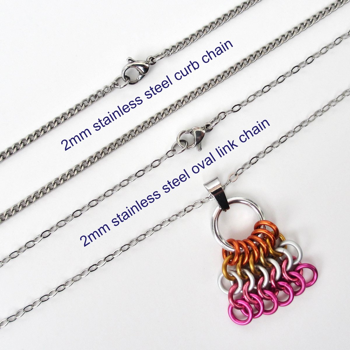 Lesbian Pride Flag Pendant, Bag Charm or Zipper Pull - Handmade LGBTQ Chainmail Accessory
