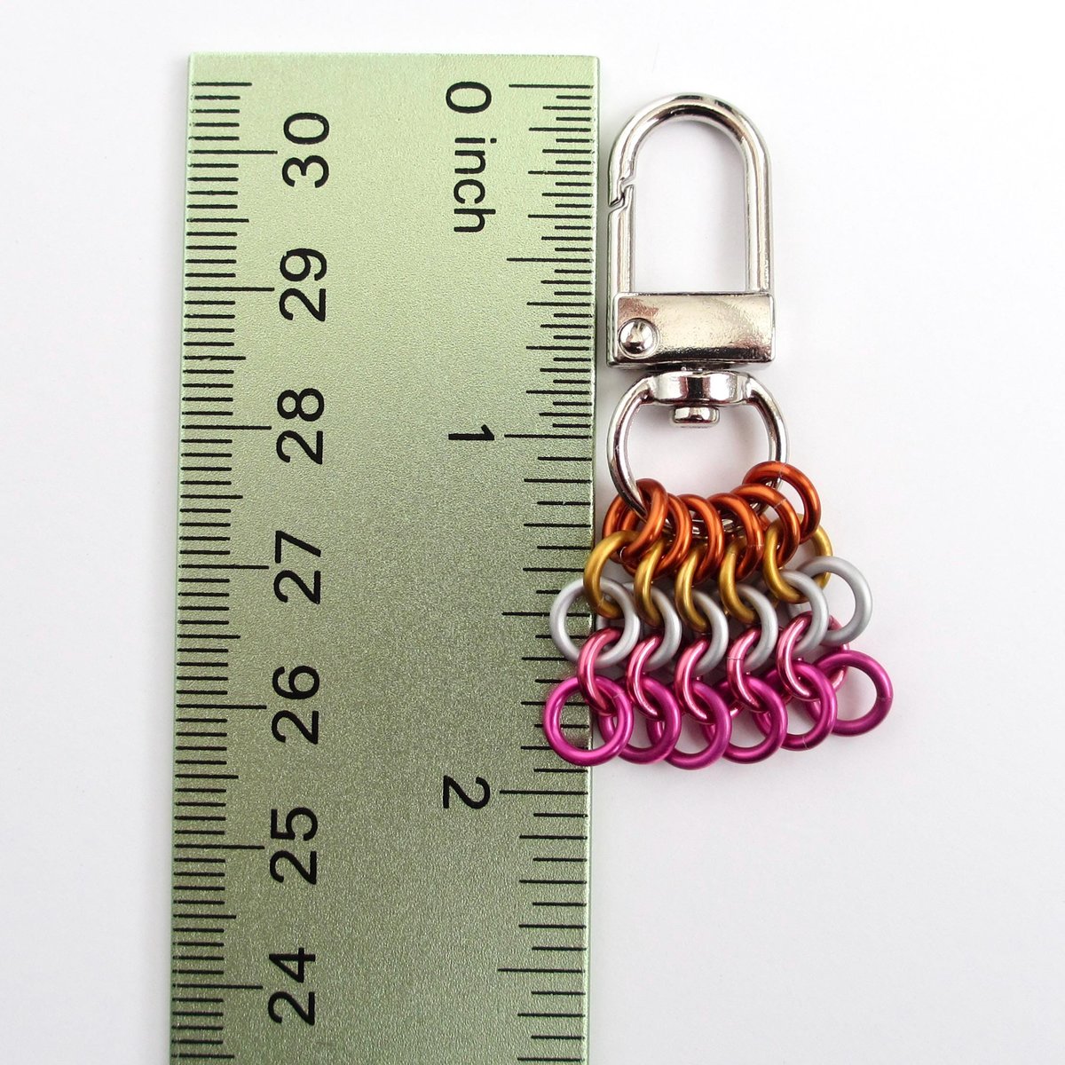 Lesbian Pride Flag Pendant, Bag Charm or Zipper Pull - Handmade LGBTQ Chainmail Accessory