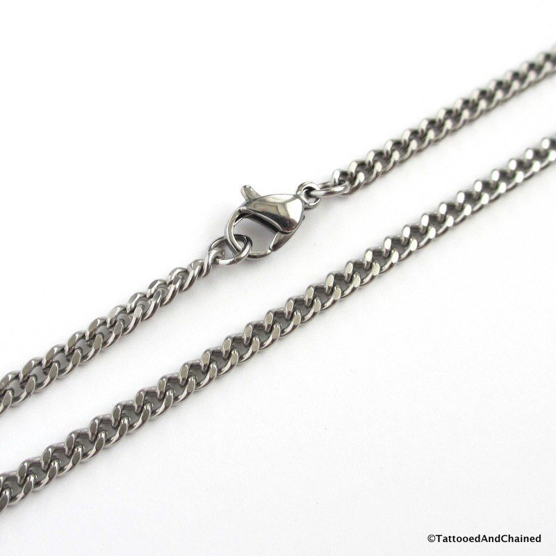 Stainless steel 3mm curb chain anklet or bracelet, choose your length