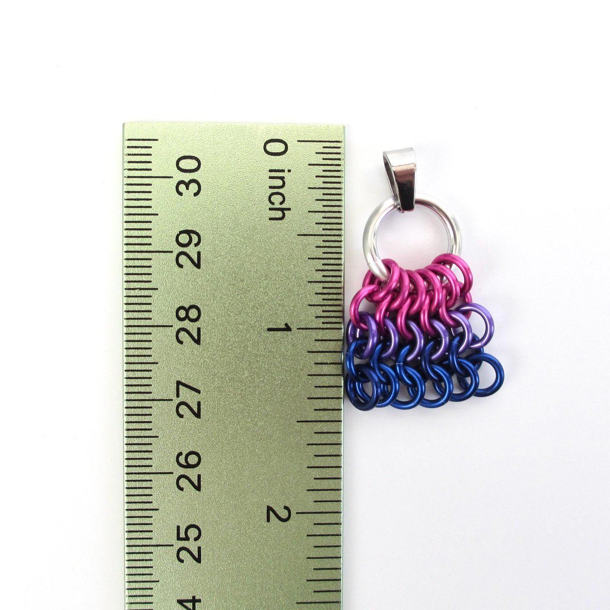 Bisexual Pride Bag Charm, LGBTQ Chainmail Zipper Pull - Pendant Necklace Option