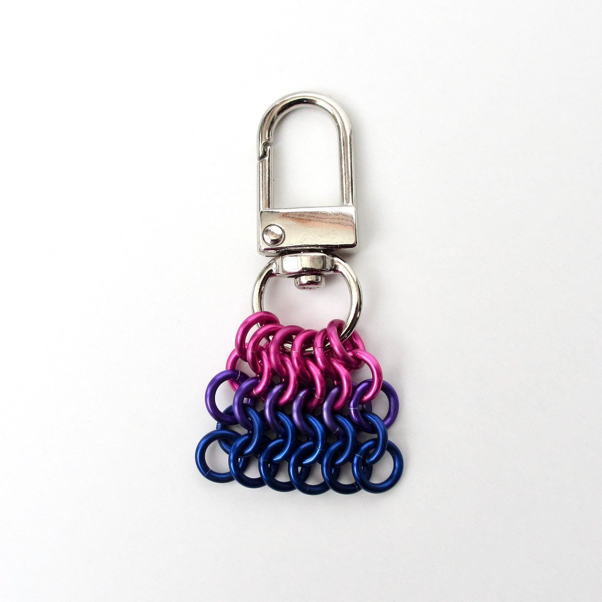Bisexual Pride Bag Charm, LGBTQ Chainmail Zipper Pull - Pendant Necklace Option