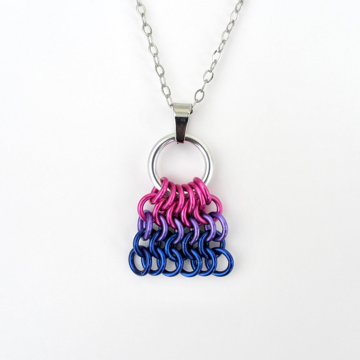 Bisexual Pride Bag Charm, LGBTQ Chainmail Zipper Pull - Pendant Necklace Option
