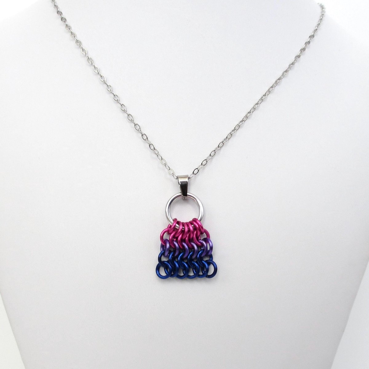 Bisexual Pride Bag Charm, LGBTQ Chainmail Zipper Pull - Pendant Necklace Option