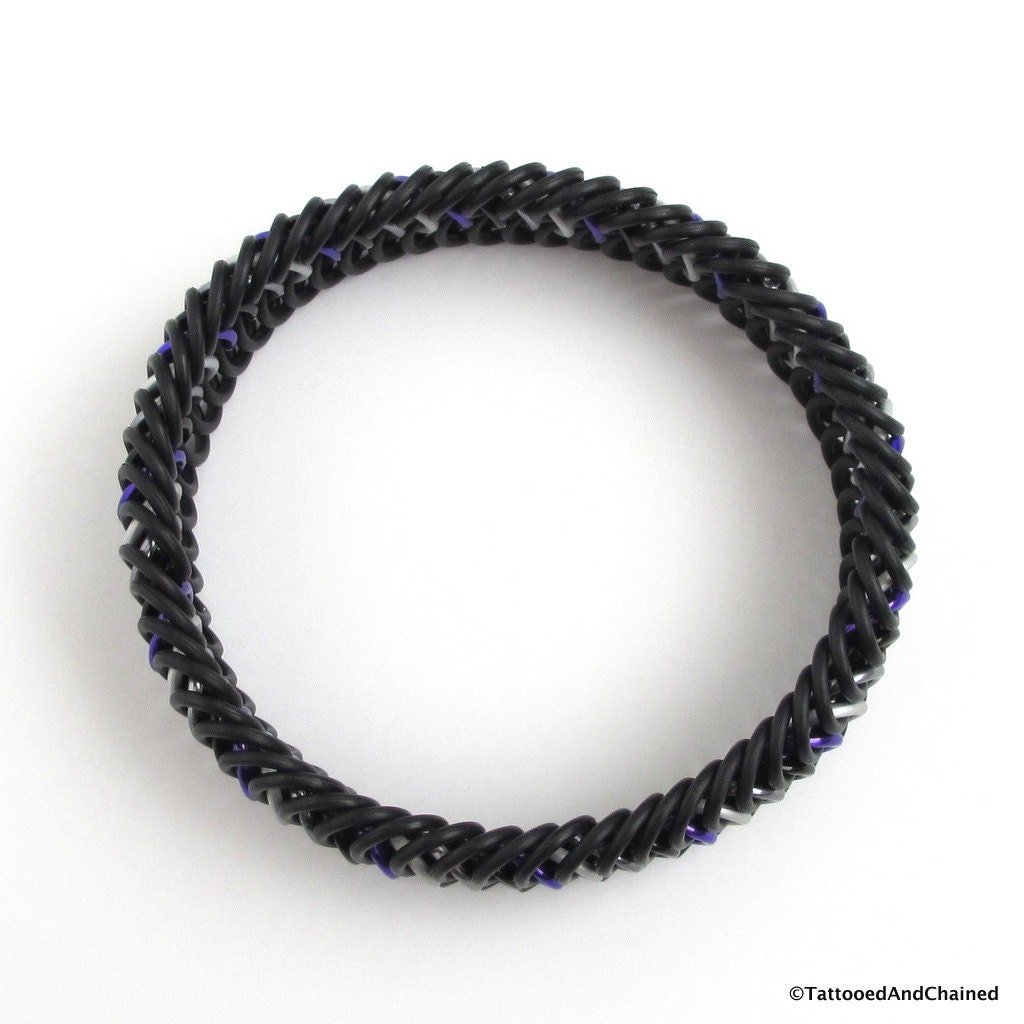 Ace pride bracelet, stretchy chainmail bracelet, asexual pride jewelry; black, gray, white, purple