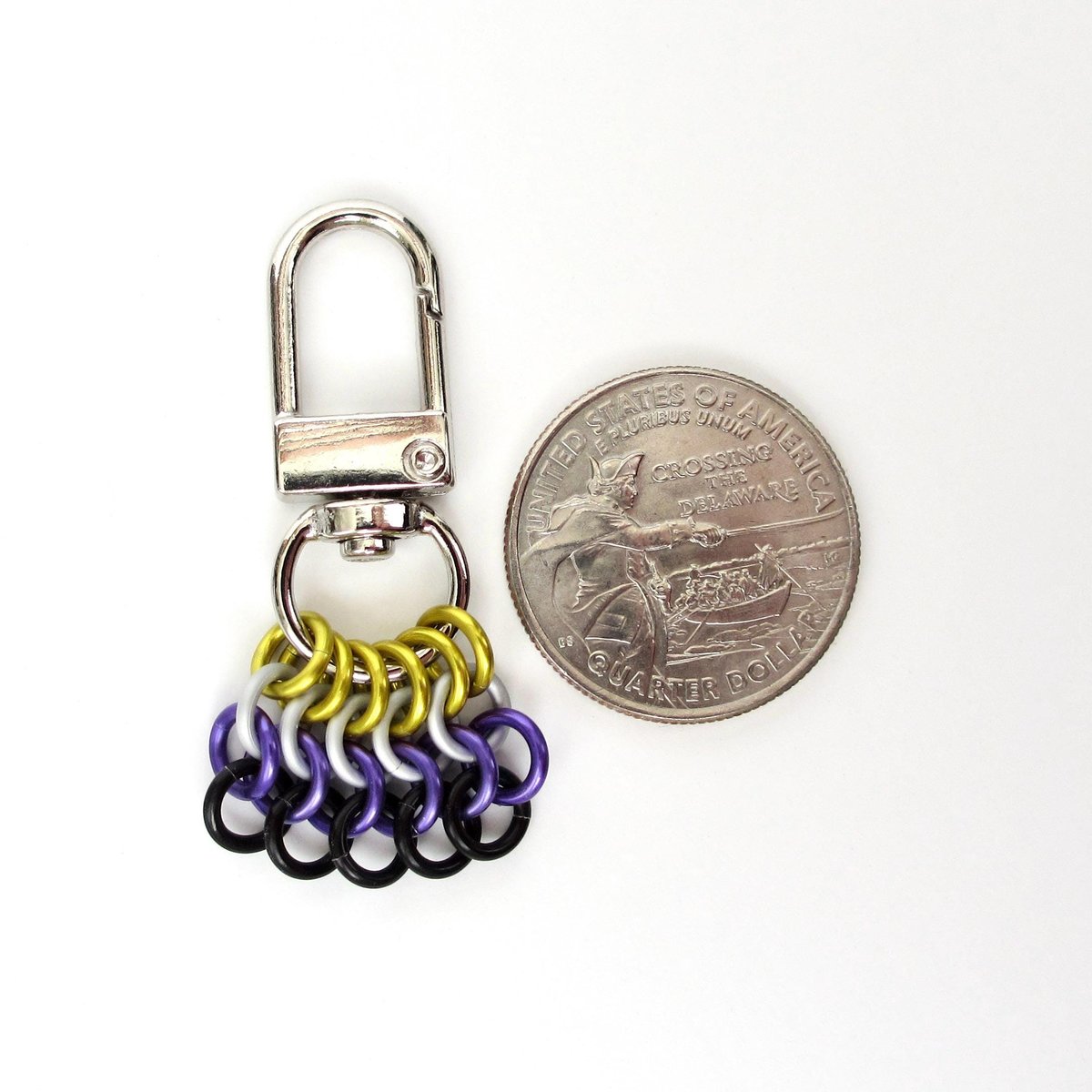 Nonbinary Pride Chainmail Zipper Pull or Bag Charm, Pendant Necklace Option