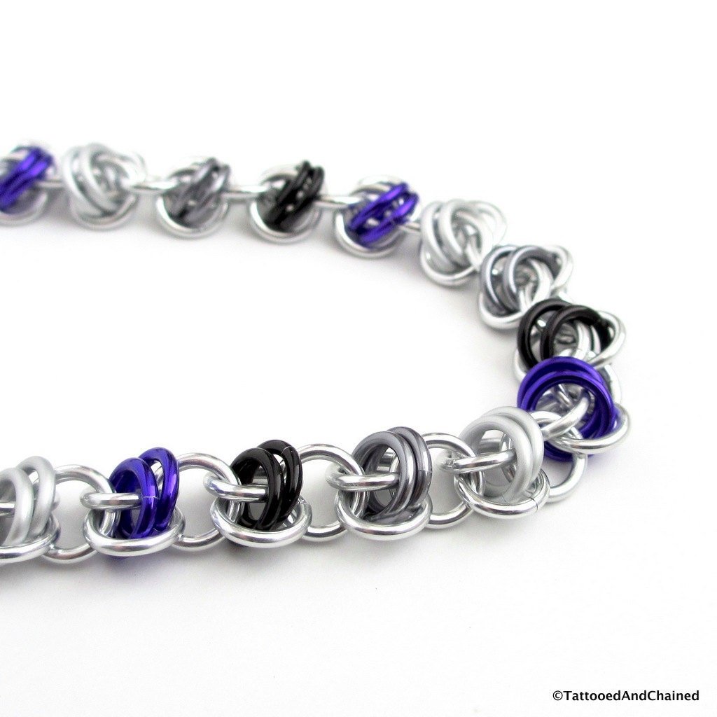 Asexual pride bracelet, chainmail bracelet, ace pride jewelry, barrel weave chainmail