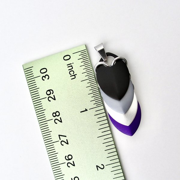 Ace pride pendant necklace, chainmail scale pendant, asexual pride jewelry, black gray white purple