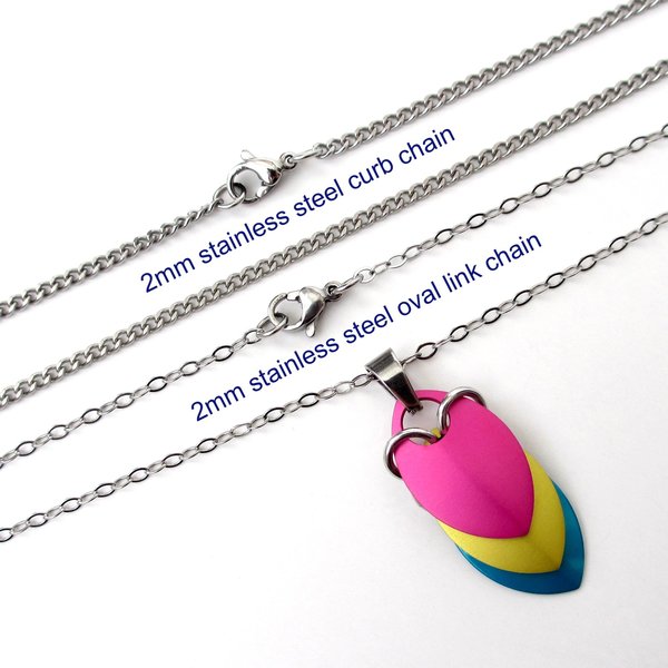 Pansexual pride pendant necklace, chainmail scale pendant, pan pride jewelry, pink yellow blue